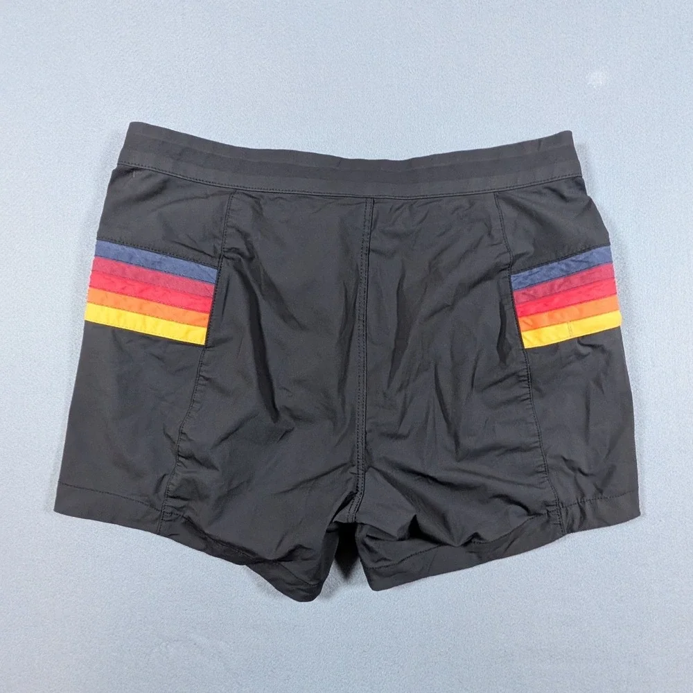 Aviator Nation Horizontal 5 Stripe Flex Shorts Mens Size 32 Rainbow
